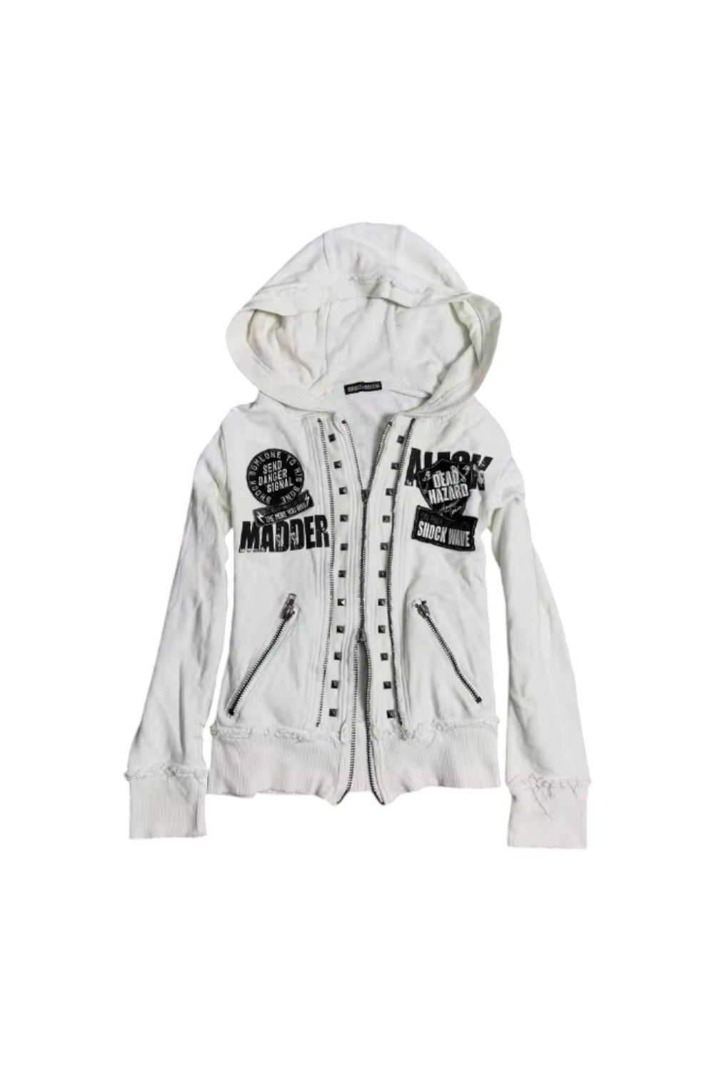 Harajuku Gothic Rivet Skull Emo Slim Fit Y2K Zip Up Hoodie