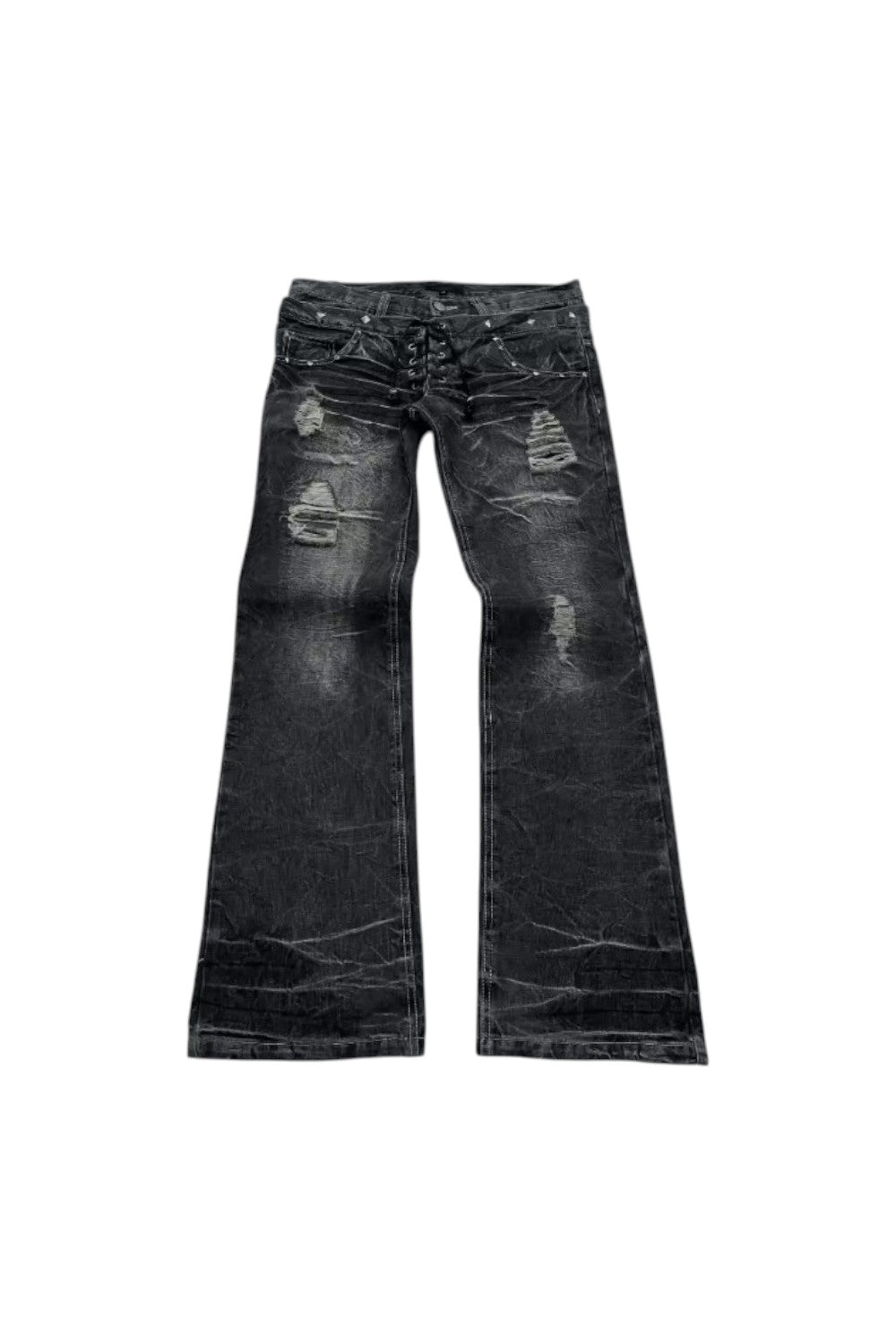 Destroyed Black Bootcut Y2k Jeans