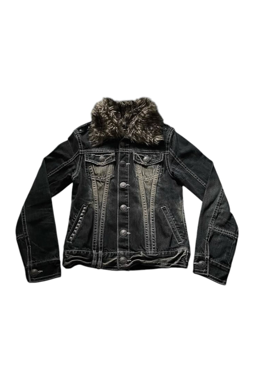 Y2k Denim Jacket With Fur