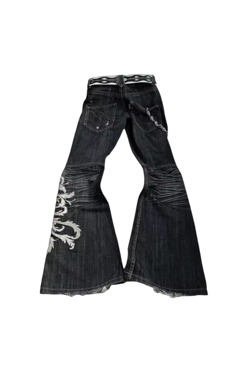 Black Grunge Flared Jeans