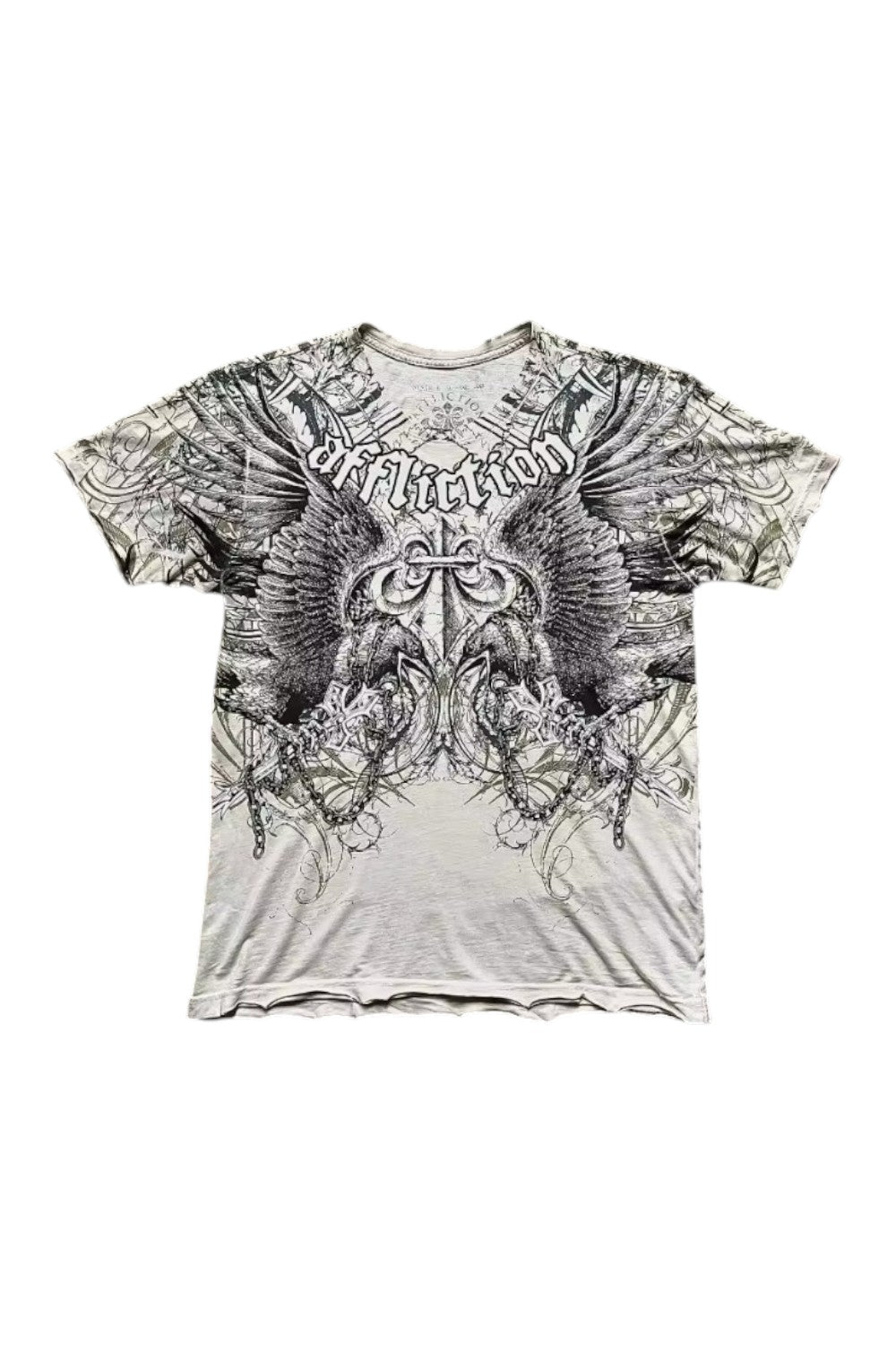 White Y2K Street Design Skull Print Retro Short Sleeve T-Shirt