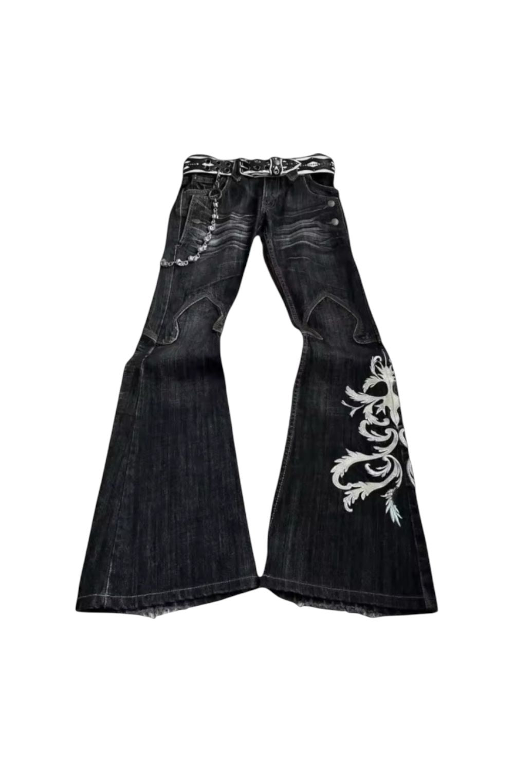 Black Grunge Flared Jeans